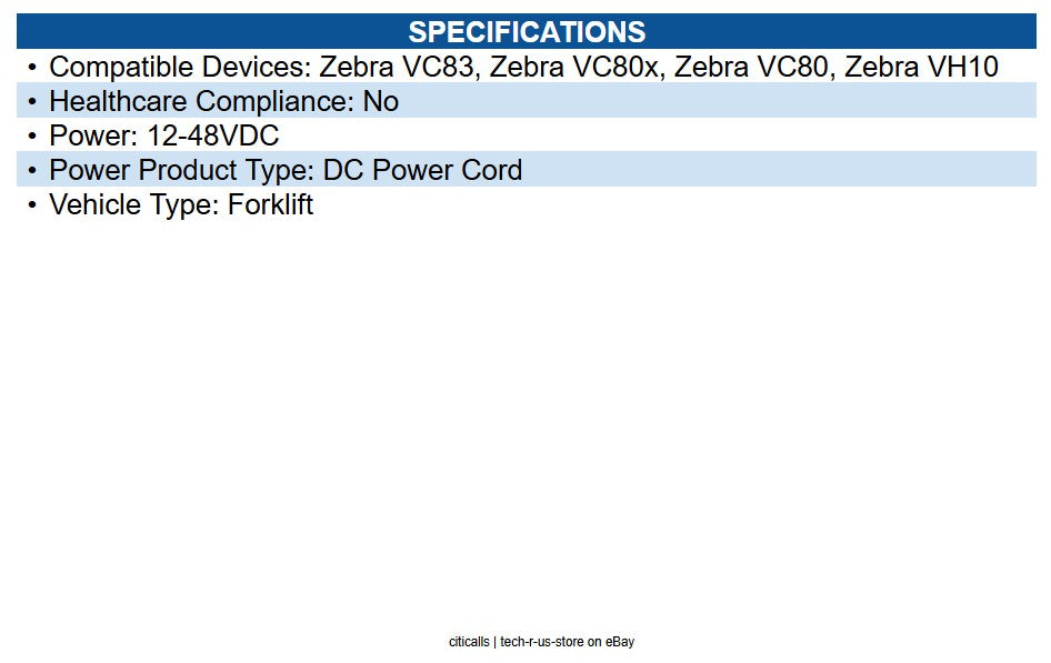 Zebra CA1210 Cable, Power Extension Cable, DC, 6', waterproof