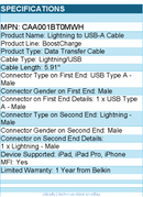 Belkin CAA001bt0MWH BoostCharge USB-A Cable (15cm / 6in, White)