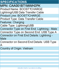 Belkin CAA001BT1MWH2PK BOOSTCHARGE USB Data Transfer Cable - White