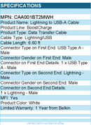 Belkin CAA001bt2MWH BoostCharge USB-A Cable (2 meter / 6.6 foot, White)