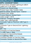 Belkin CAA002BT1MWH Braided Cable to USB-A Cable (1m / 3.3ft, White) - MFI