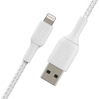 Belkin CAA002BT2MWH Braided Lightning to USB-A Cable (2m / 6.6ft, White) - MFI