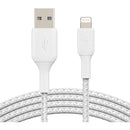 Belkin CAA002BT2MWH Braided Lightning to USB-A Cable (2m / 6.6ft, White) - MFI