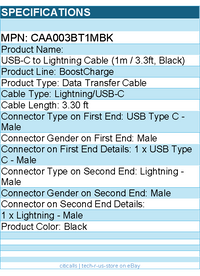 Belkin CAA003bt1MBK BoostCharge USB-C Cable (1 meter / 3.3 foot, Black)