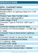 Belkin CAA004bt1MWH BoostCharge Braided USB-C Cable (1 meter / 3.3 foot, White)