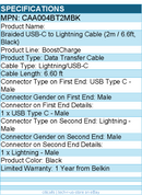 Belkin CAA004bt2MBK 30W USB-C to Cable - Nylon, Braided - M/M - 2m/6.6ft