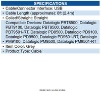 Datalogic CAB-440 Cable, USB, Type A, External Power, Straight, CAB-440, 8 ft