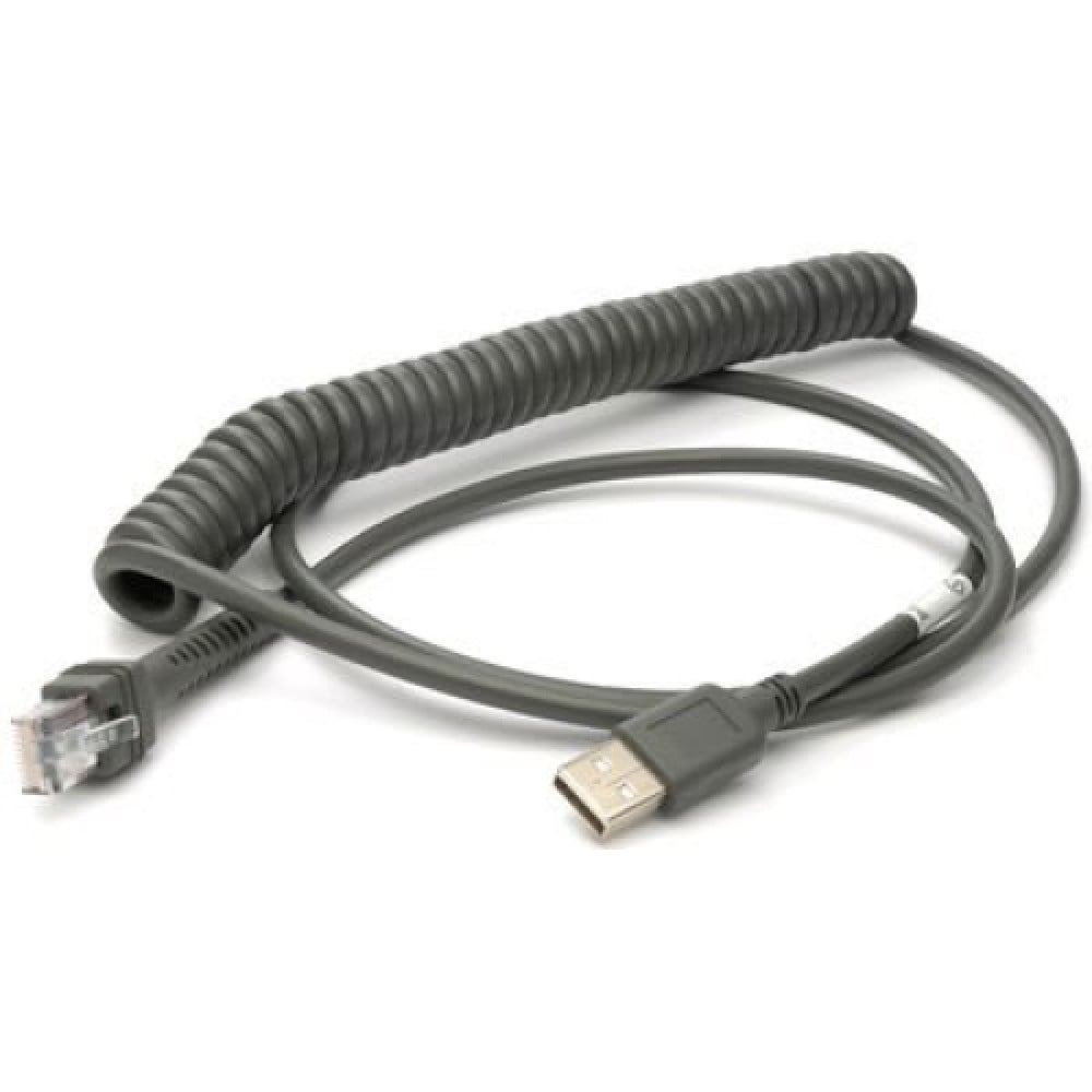 Datalogic CAB-524 Cable, USB, Type A, Coiled, POT, 8 ft - Grey
