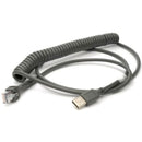 Datalogic CAB-524 Cable, USB, Type A, Coiled, POT, 8 ft - Grey