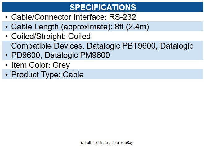 Datalogic CAB-549 Serial Data Transfer/Power Cable 7.87 ft Serial Data