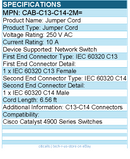 Cisco CAB-C13-C14-2M= Power Interconnect Cable - 6.56ft for Network Switch