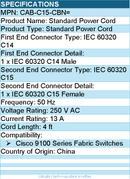 Cisco CAB-C15-CBN= Standard Power Cord - 250V AC for Cisco 9100 Series Switches