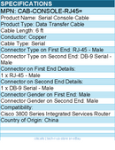 Cisco CAB-CONSOLE-RJ45= 6ft Serial Console Cable - RJ-45 Male
