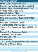 Cisco CAB-L620P-C19-US= Standard Power Cord - 14ft - IEC 60320 C19