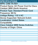 Cisco CAB-TA-NA= AC Power Cord for Cisco Catalyst 3850 (North America)