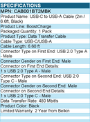 Belkin CAB001bt2MBKBoostCharge USB-C to USB-A Cable ( 2 meter / 6.6 foot )