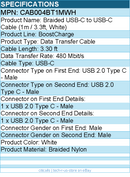 Belkin CAB004BT1MWH Braided USB-C to USB-C Cable (1m / 3.3ft, White)
