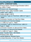 Belkin CAB004bt2MBL BoostCharge Braided USB-C to USB-C Cable
