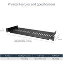 StarTech CABSHELF1U7V 1U Vented Server Rack Cabinet Shelf - Black