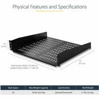 StarTech CABSHELFV 2U 16in Universal Vented Rack Mount Cantilever Shelf