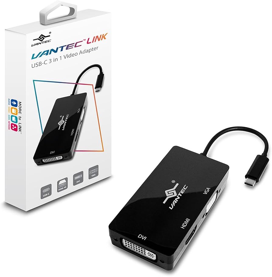 Vantec CB-CU301HDV Link - Adapter - USB-C male to HD-15 (VGA), DVI-I, HDMI