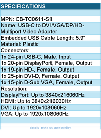 SIIG CB-TC0611-S1 USB-C to DVI VGA DP Multiport Video Adapter