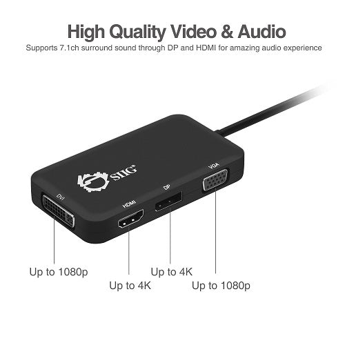 SIIG CB-TC0611-S1 USB-C to DVI VGA DP Multiport Video Adapter
