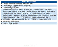 Zebra CBA-RF1-C09PAR DB-9 Data Transfer Cable - 9 ft DB-9 Data Transfer Cable
