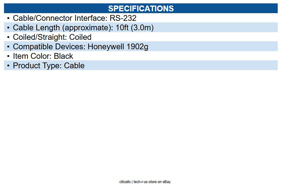 Honeywell CBL-422-300-C00 9.84 ft Serial Data Transfer Cable - Black