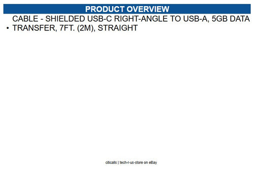 Zebra CBL-U67-S07ZAR CABLE - SHIELDED USB-C RIGHT-ANGLE TO USB-A, 5GB DATA