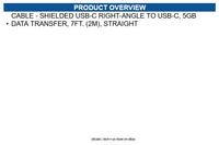 Zebra CBL-U68-S07ZAR Cable Shielded USB-C Right-Angle to USB-C 5gb Data Transfer