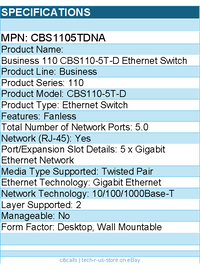 Cisco CBS1105TDNA Business 110 CBS110-5T-D Ethernet Switch