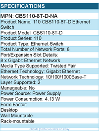 Cisco CBS110-8T-D-NA 110 CBS110-8T-D Ethernet Switch - 8 Ports - 2 Layer