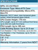 NZXT CC-H31FB-01 Computer Case - H3 FLOW Mid Tower Tinted TG Black Retail