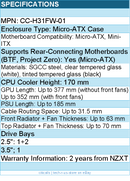 NZXT CC-H31FW-01 Computer Case - H3 FLOW Mid Tower Clear Tinted TG White Retail