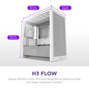 NZXT CC-H31FW-01 Computer Case - H3 FLOW Mid Tower Clear Tinted TG White Retail