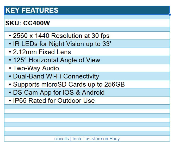 Synology CC400W AI-Powered WiFi Camera Flexible Install 2560x1440 30fps MIC SPKR