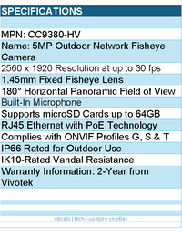 Vivotek CC9380-HV Camera - Outdoor Vandal Proof Dome 5MP Horizontal Panoramic
