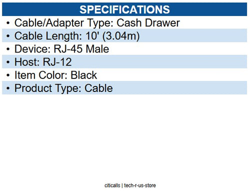 APG Cash Drawer CD-102A-10 Multipro Interface Cable