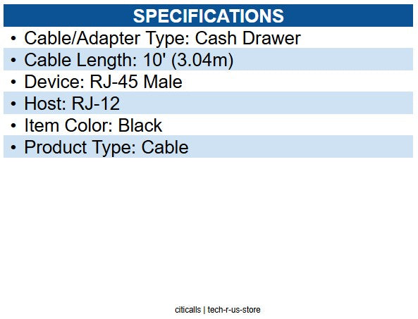 APG Cash Drawer CD-102A-10 Multipro Interface Cable