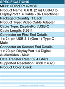 StarTech CDP2DP142MBD 6ft USB C to DisplayPort 1.4 Cable 8K 60Hz/4K - Reversible