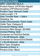 Belkin CE001B07-BLK-S 7 ft CAT6 Slim Gigabit Snagless UTP Ethernet Cable