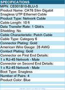 Belkin CE001B10-BLU-S 10 ft CAT6 Slim Gigabit Snagless UTP Ethernet Cable - Blue