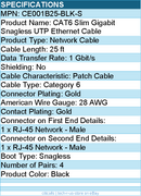 Belkin CE001B25-BLK-S 25 ft CAT6 Slim Gigabit Snagless UTP Ethernet Cable -Black
