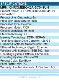 ASUS CHROMEBOX5a-SC041UN Chromebox - Intel Celeron 7305 - 4 GB - 128 GB SSD