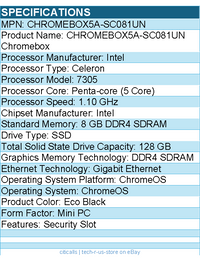 ASUS CHROMEBOX5a-SC081UN Chromebox 5a w Intel  Celeron  7305 Processor, 8GB DDR4