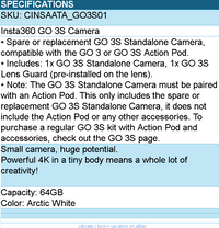 Insta360 CINSAATA_GO3S01 GO 3S Standalone Camera - 64GB - Arctic White Retail