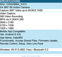 Insta360 CINSABMA_X413 Insta360 X4 360Ã‚Â° 8K Camera Retail