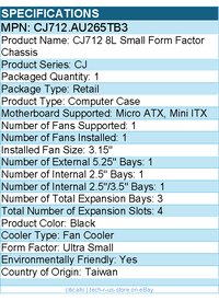 In Win CJ712.AU265TB3 CJ712 8L Small Form Factor Chassis  - 3 x Bay - Black