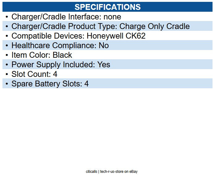 Honeywell CK62-5CB-UVB-BAT-0 CK62 5-Bay Charge Base